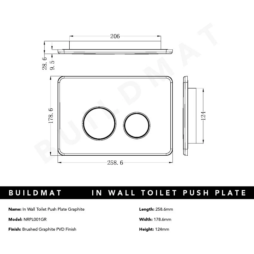 Nero In Wall Toilet Push Plate Graphite - Image 4
