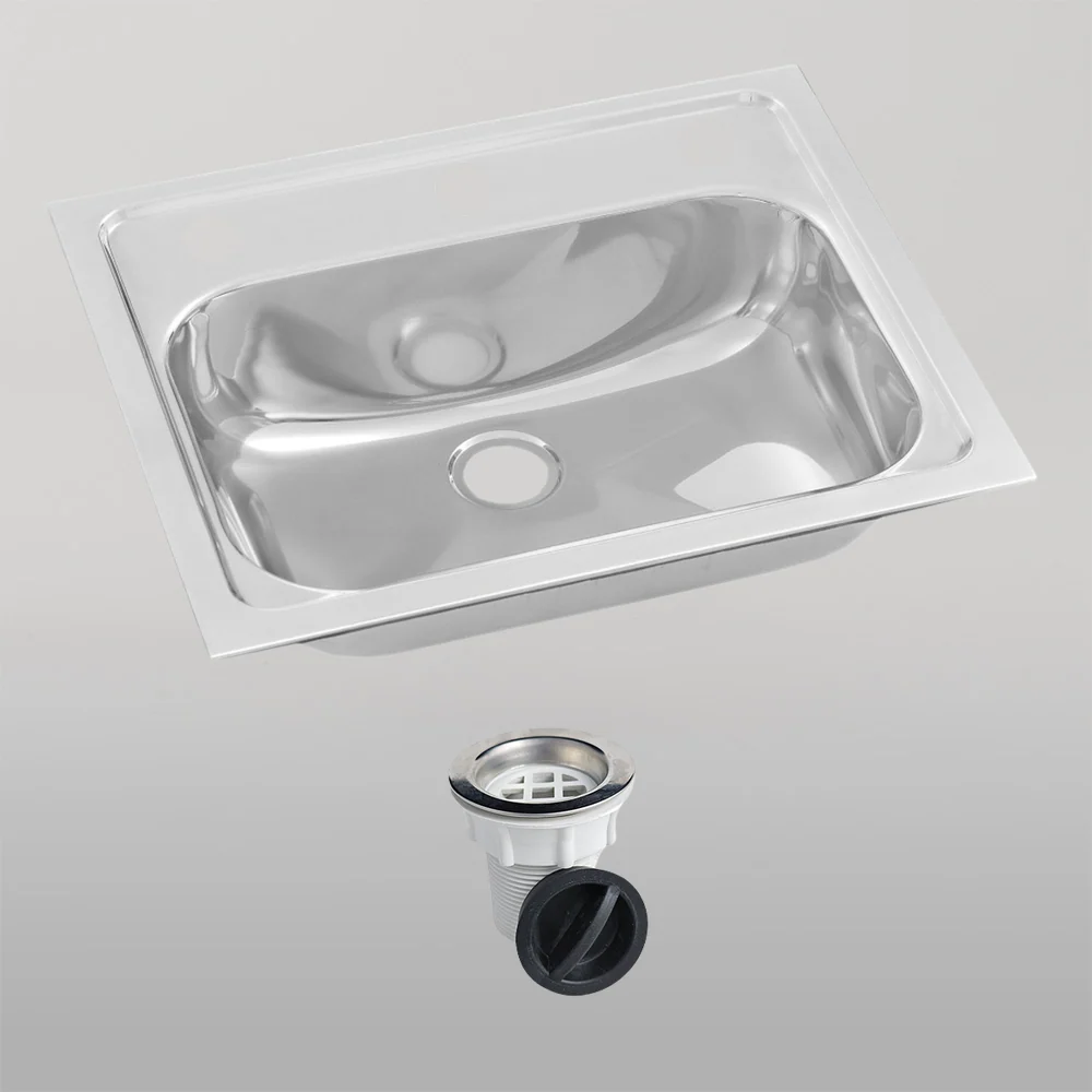 3monkeez Inset Stainless Steel Hand Basin 3 Tap Hole with Plug and Waste. - Image 2