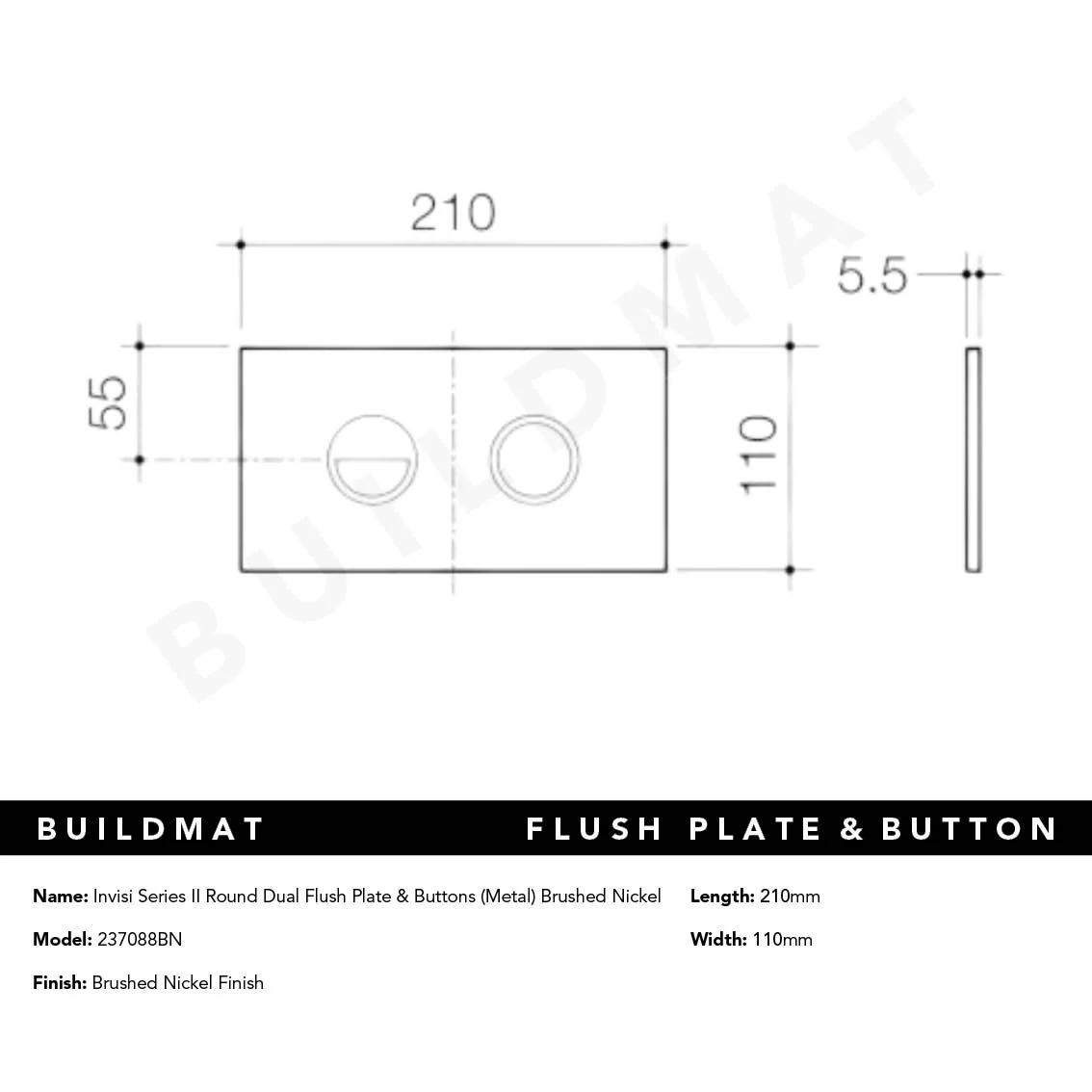 Caroma Invisi Series II Round Dual Flush Plate & Buttons (Metal) Brushed Nickel - Image 4