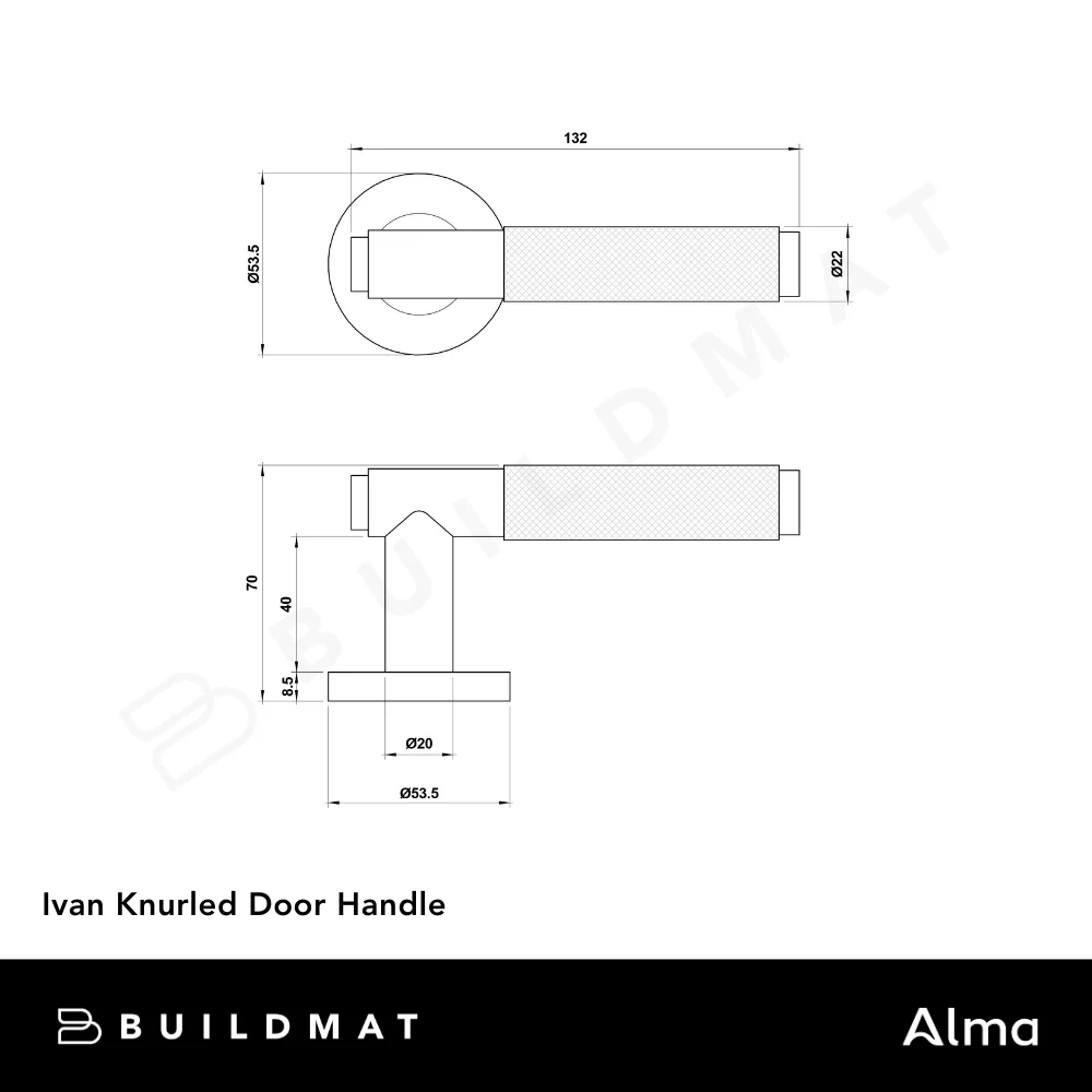 Alma Ivan Door Handle Knurled Brushed Gunmetal - Image 5