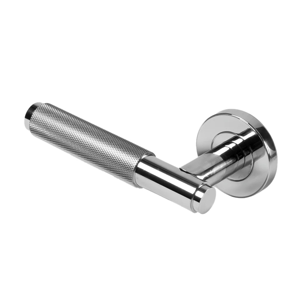 Alma Ivan Door Handle Knurled Chrome CLEARANCE