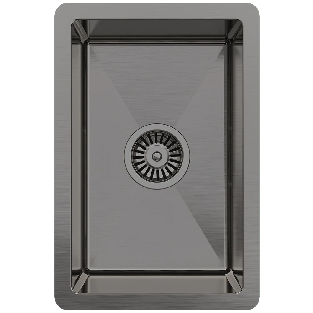 Alma Brushed Gunmetal Jeeves 300x450 Single Bowl Butler Sink - Image 3