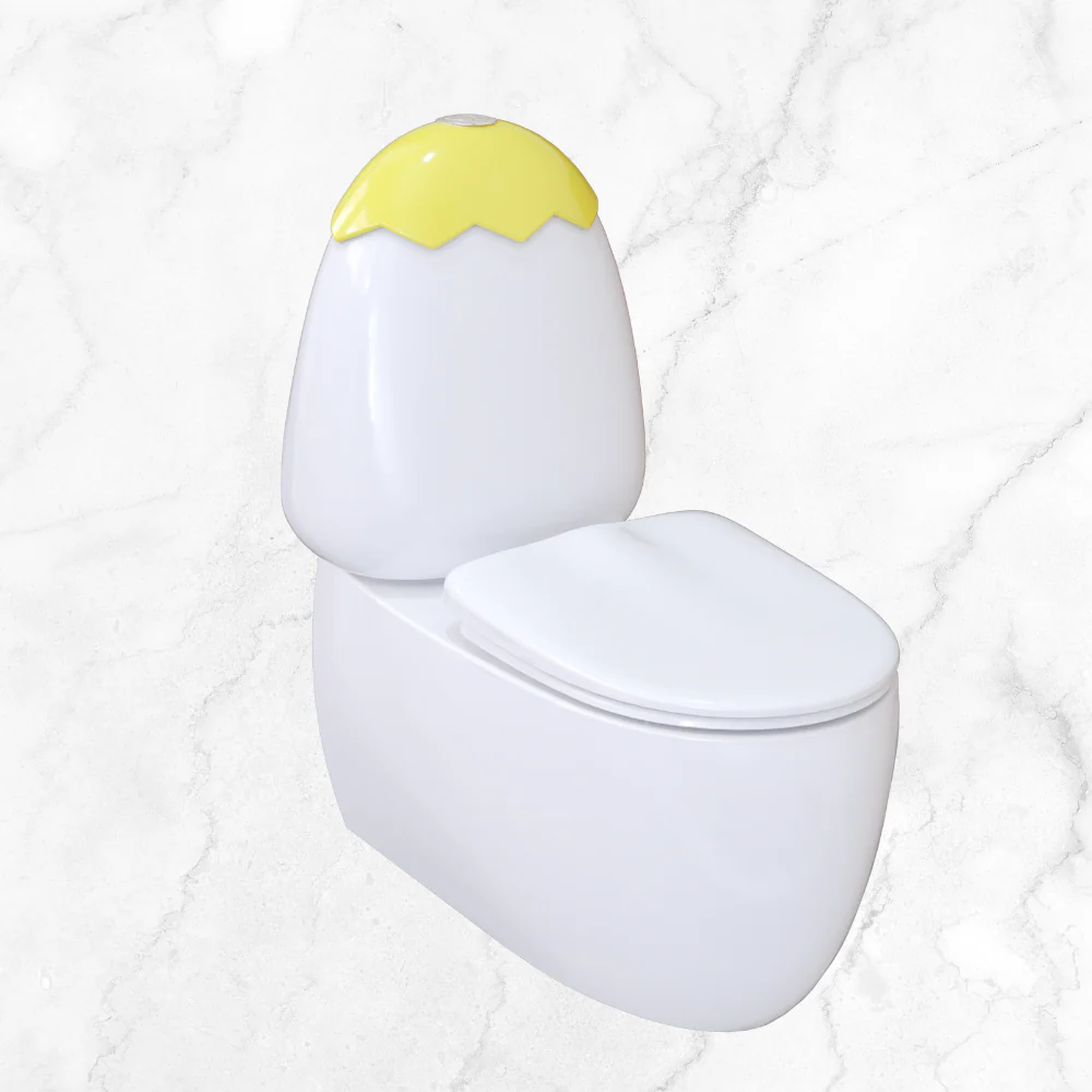 Johnson Suisse Egg Junior II BTW Toilet Suite for Children with Yellow Cistern Lid - Image 2
