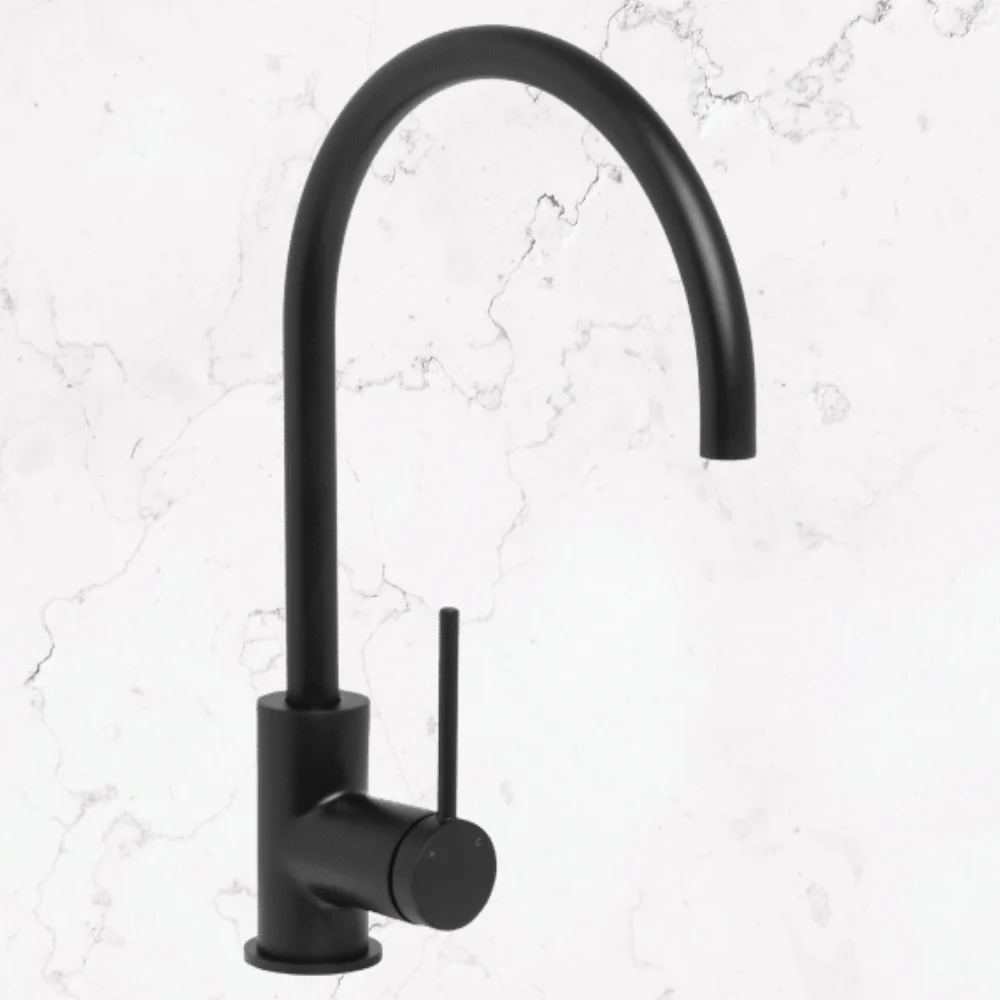 Johnson Suisse Venezia Gooseneck Sink Mixer Matte Black Lead Free - Image 2