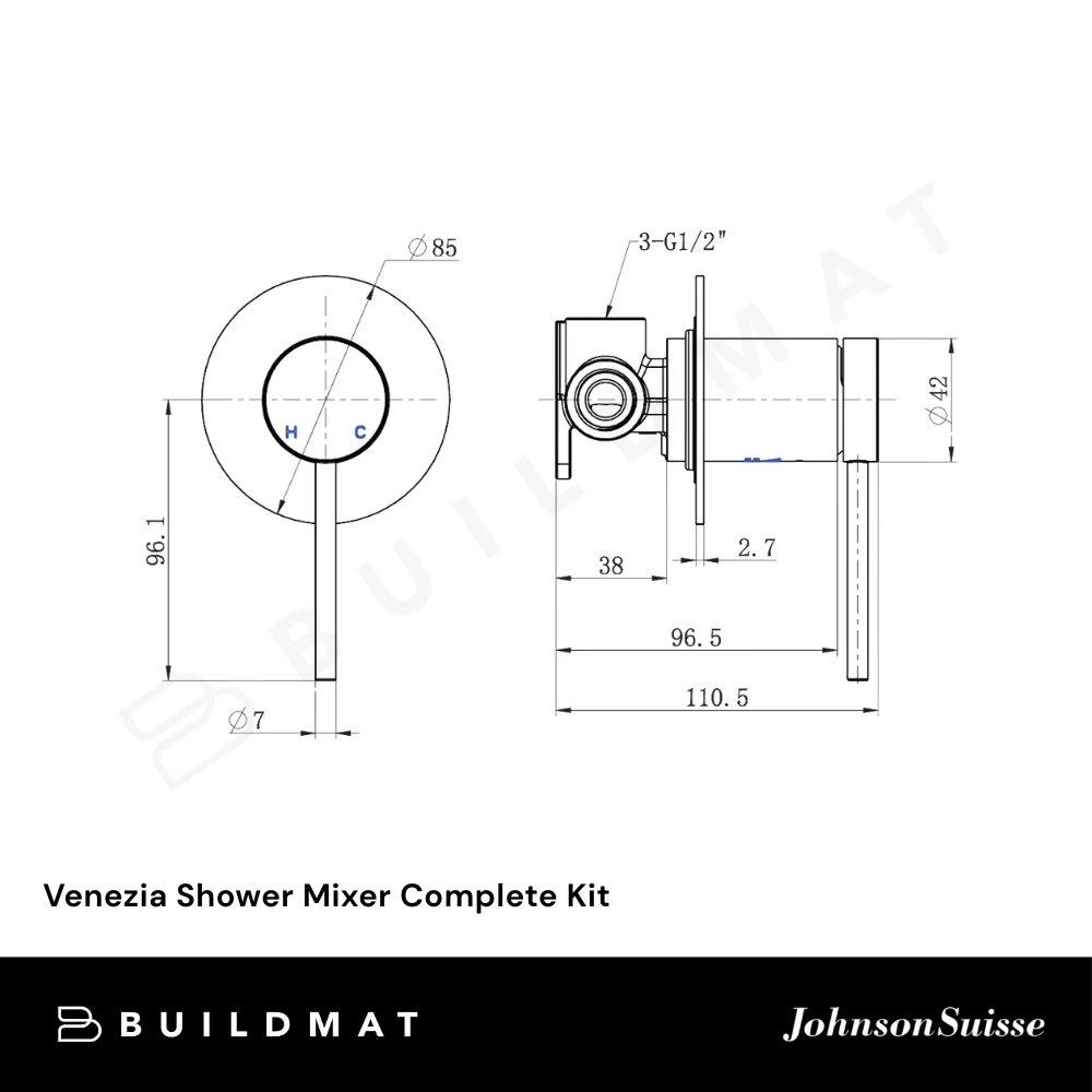 Johnson Suisse Venezia Shower Mixer Complete Kit Chrome - Image 4
