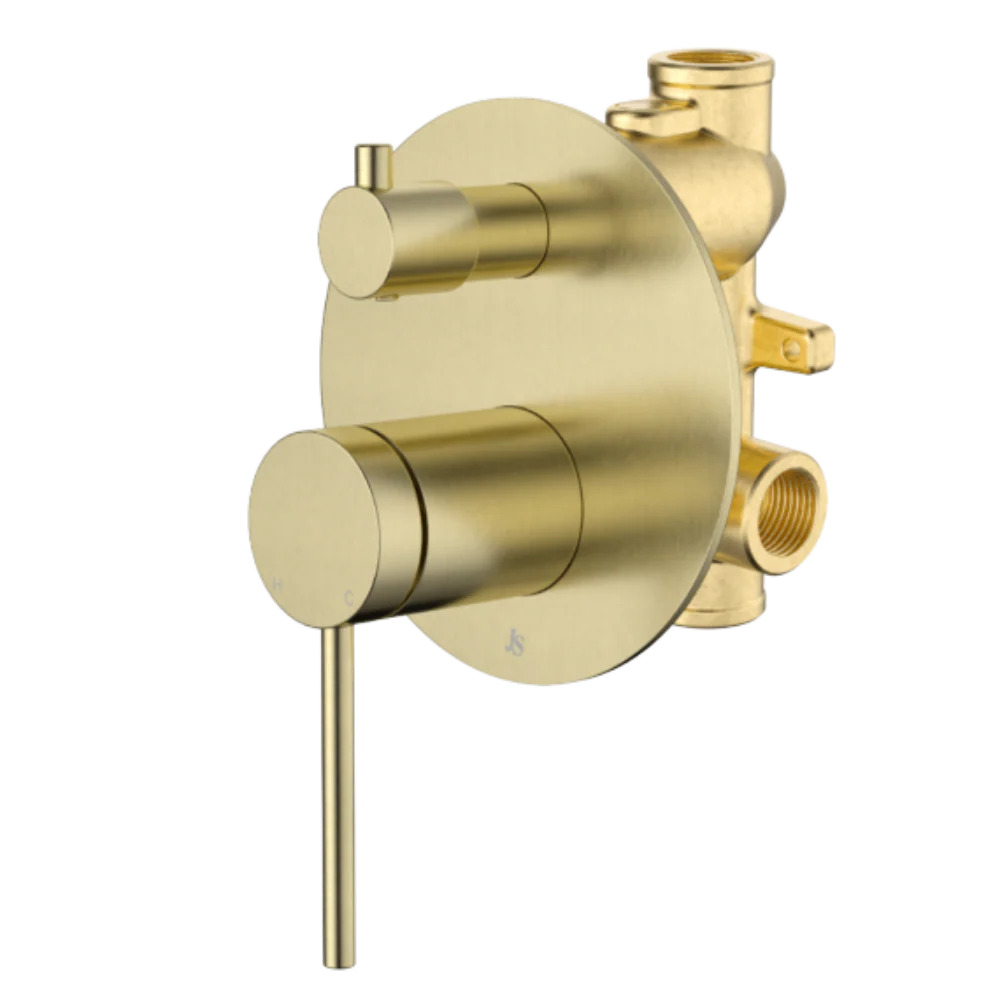 Johnson Suisse Venezia Shower Mixer With Diverter Complete Kit Brushed Brass - Image 3