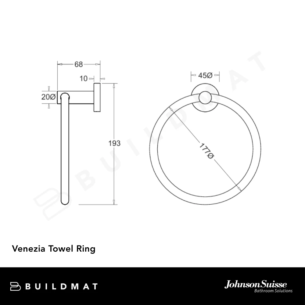 Johnson Suisse Venezia Towel Ring Brushed Nickel II - Image 4