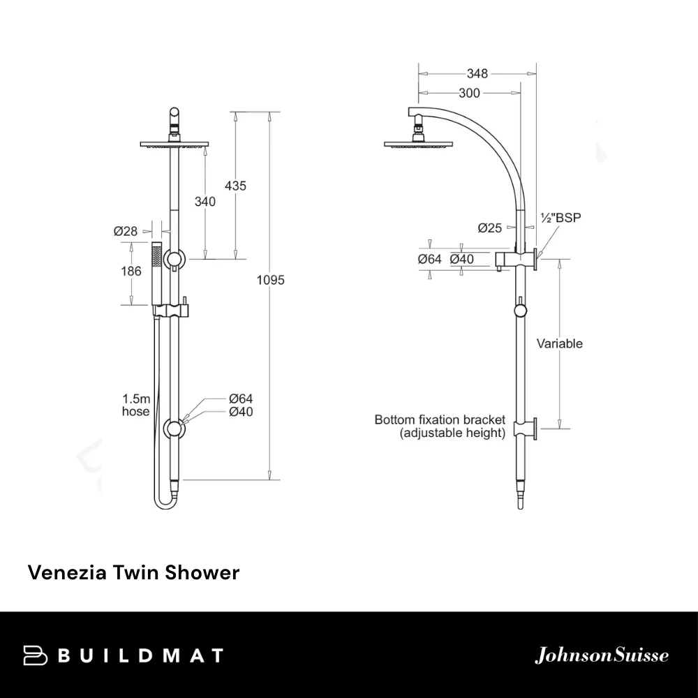 Johnson Suisse Venezia Twin Shower Brushed Gunmetal - Image 4