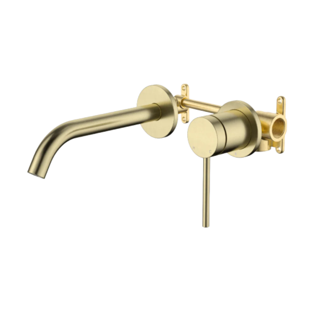 Johnson Suisse Venezia Wall Basin And Bath Mixer Kit Complete Brushed Brass Lead Free