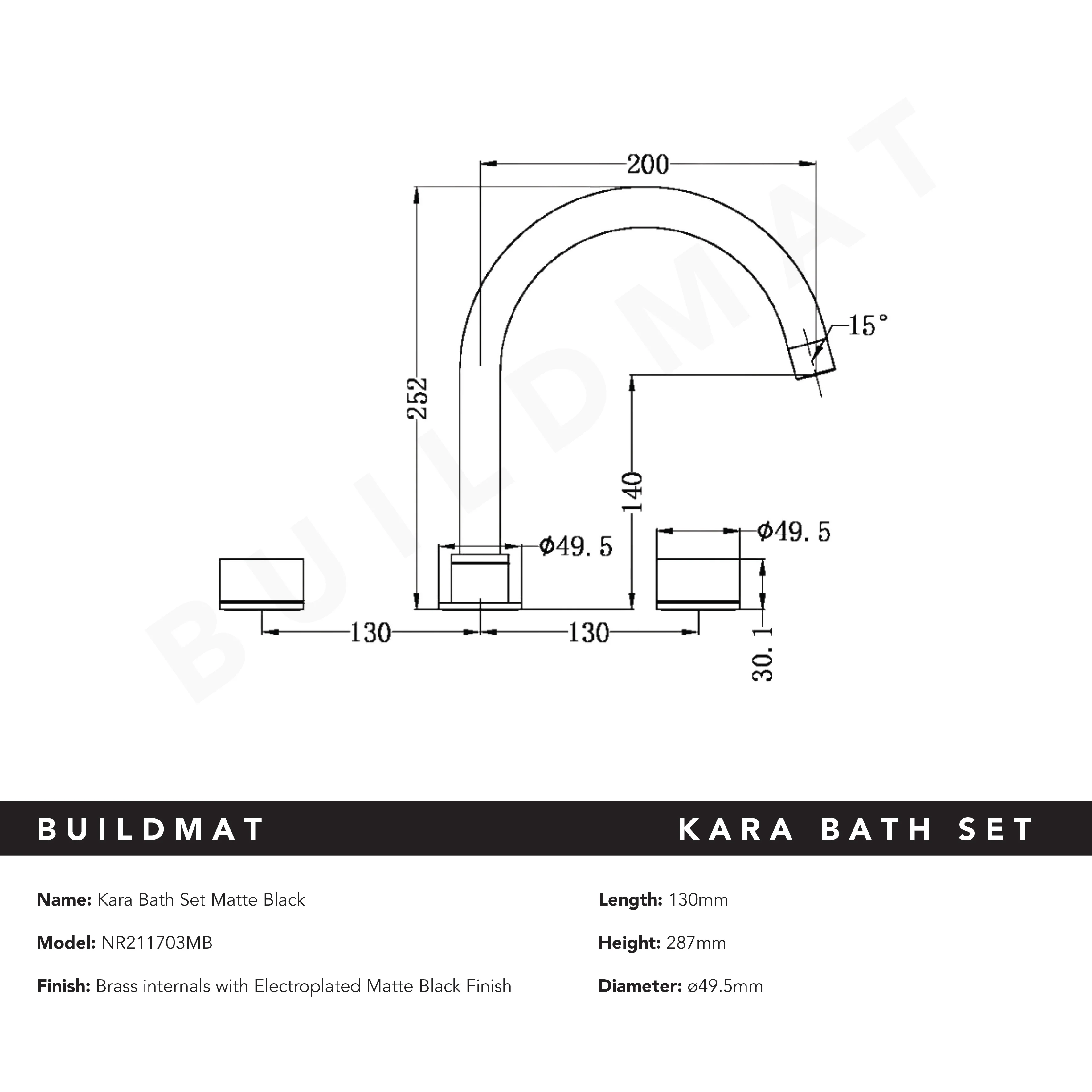 Nero Kara Bath Set Matte Black - Image 6