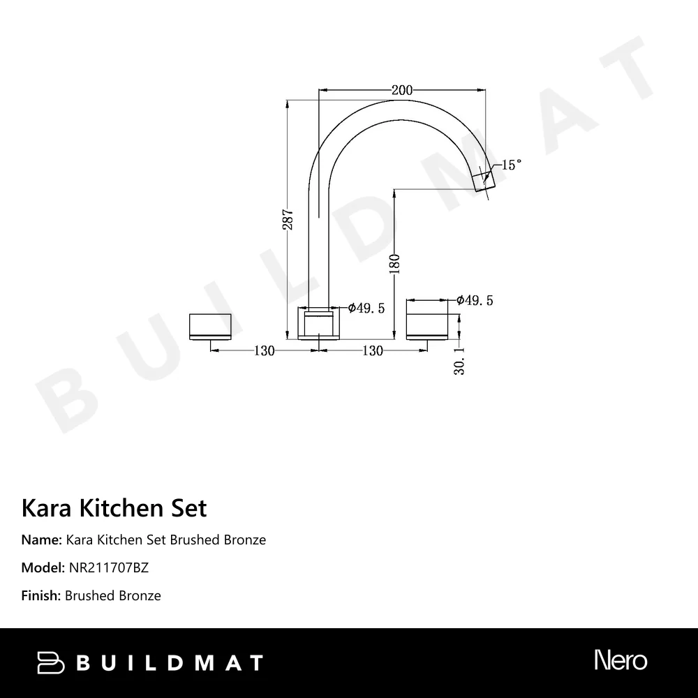 Nero Kara Kitchen Set Brushed Bronze - Image 4