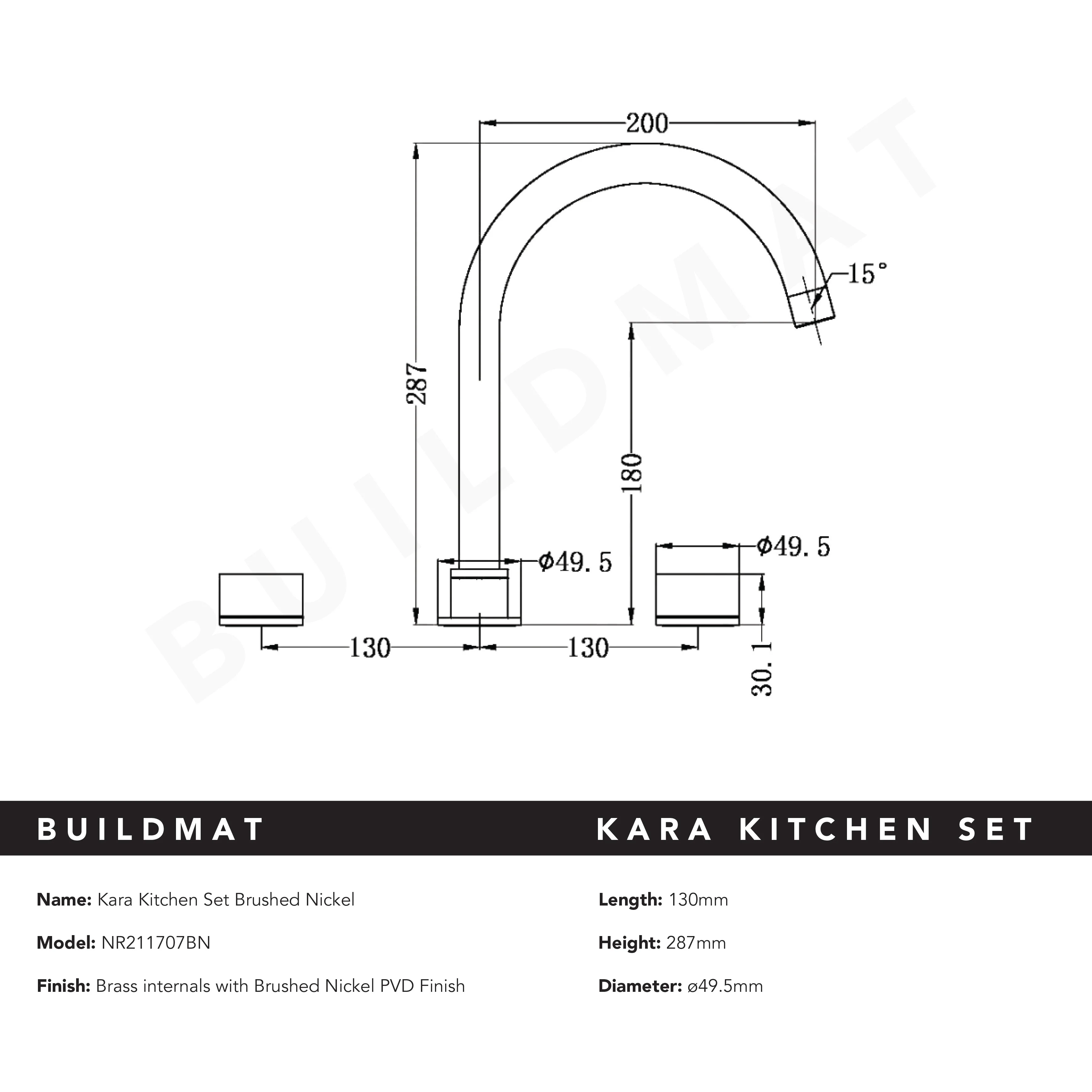 Nero Kara Kitchen Set Brushed Nickel - Image 6