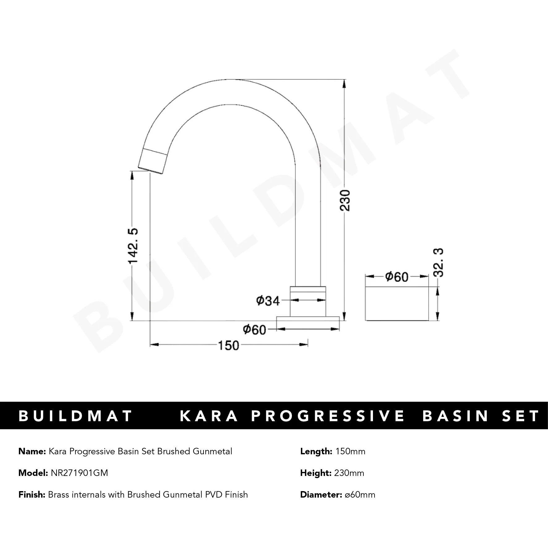 Nero Kara Progressive Basin Set Brushed Gunmetal - Image 5