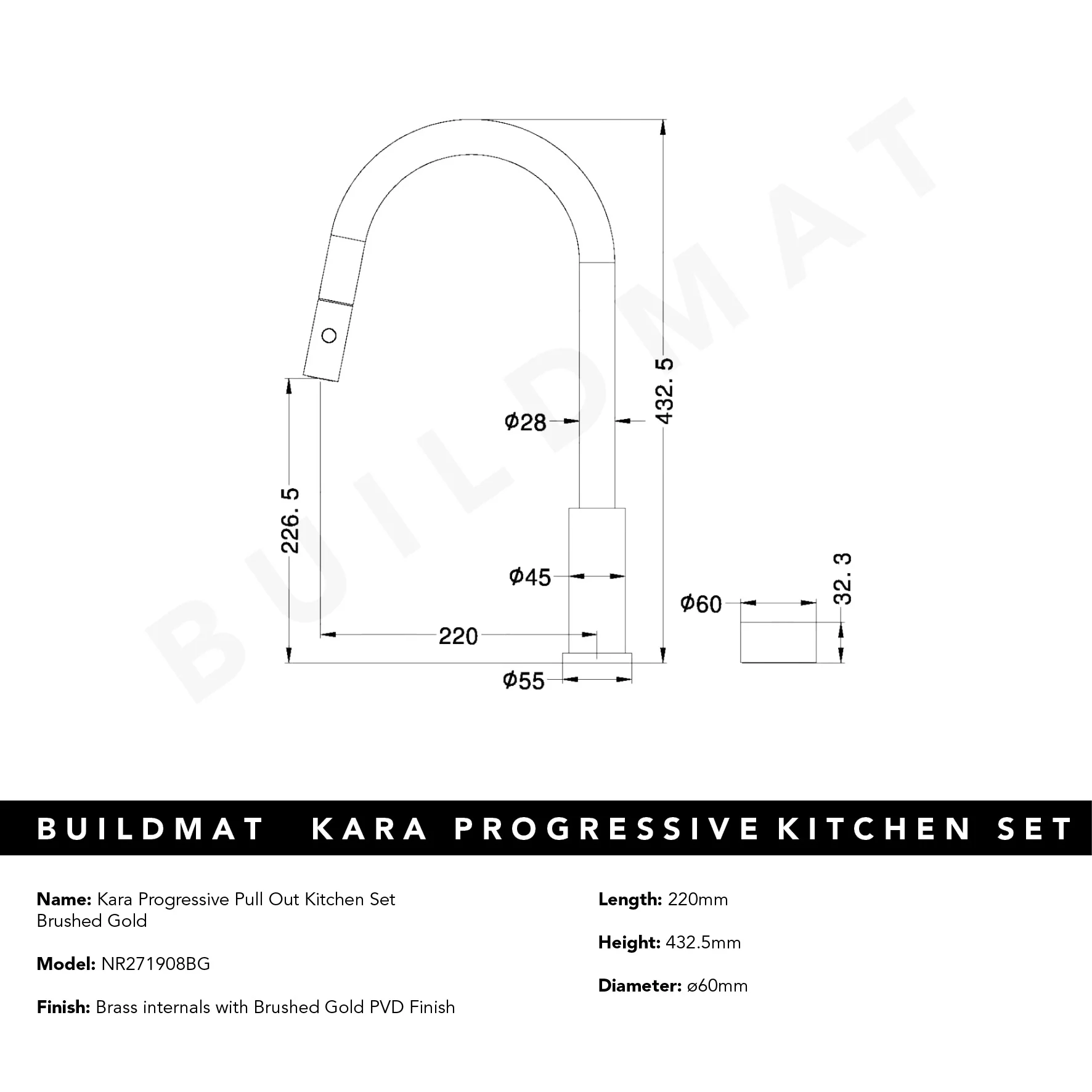Nero Kara Progressive Pull Out Kitchen Set Brushed Gold - Image 6