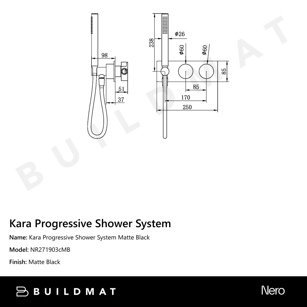 Nero Kara Progressive Shower System Matte Black - Image 4