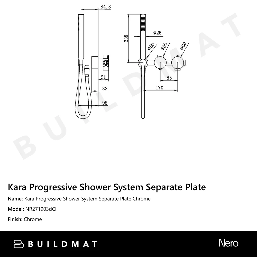 Nero Kara Progressive Shower System Separate Plate Chrome - Image 4