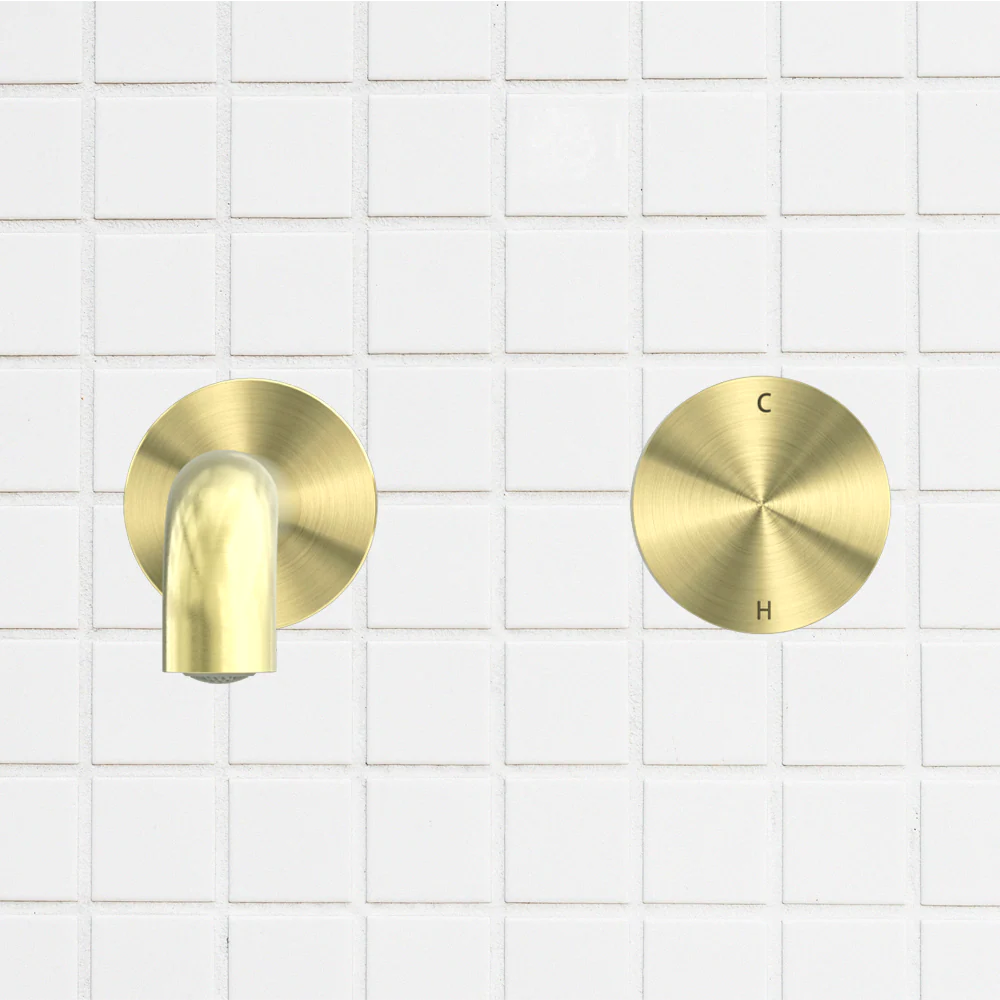 Nero Kara Progressive Wall Basin/Bath Set 120mm Brushed Gold - Image 2