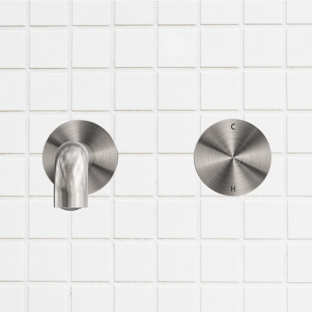 Nero Kara Progressive Wall Basin/Bath Set 185mm Brushed Nickel - Image 2