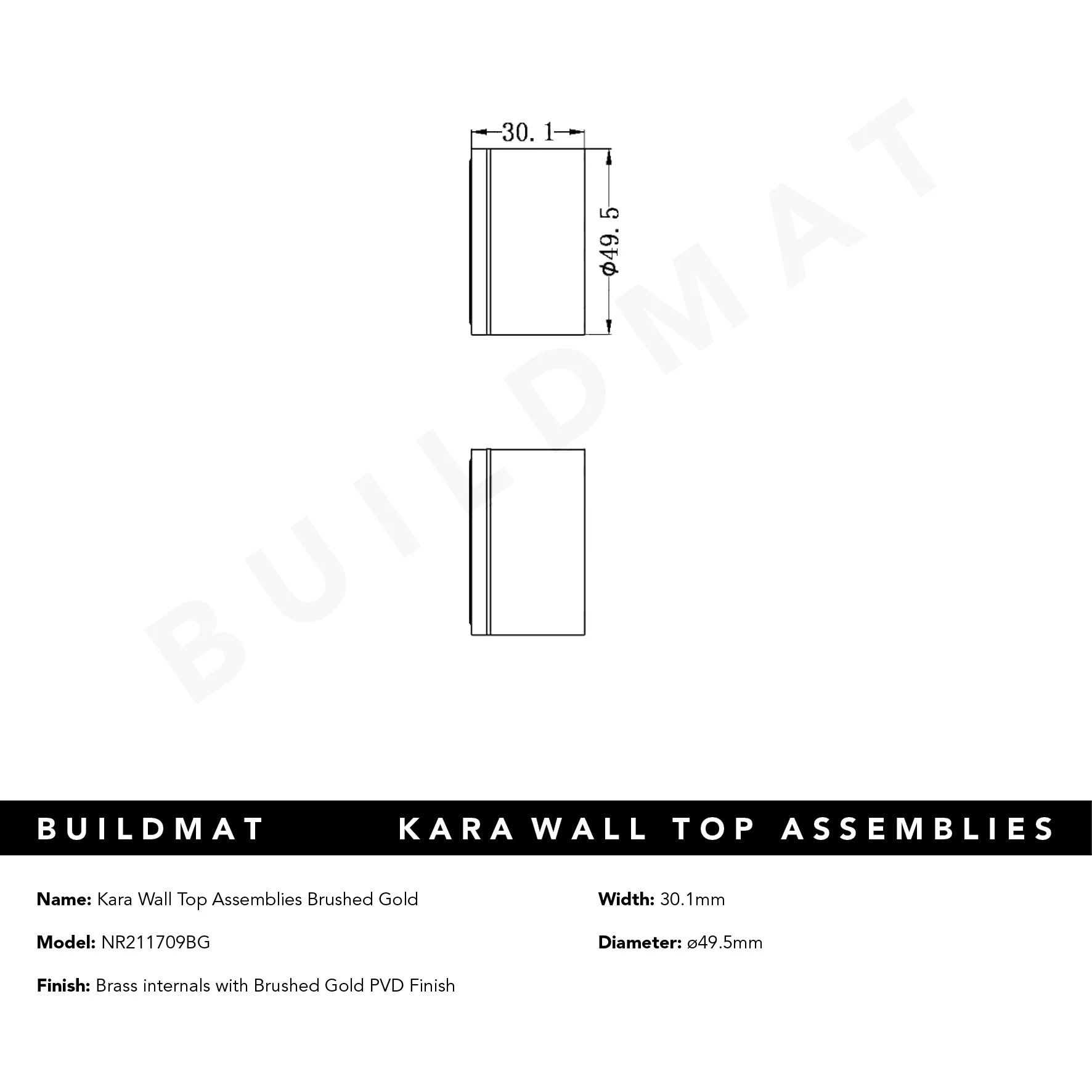 Nero Kara Wall Top Assemblies Brushed Gold - Image 6