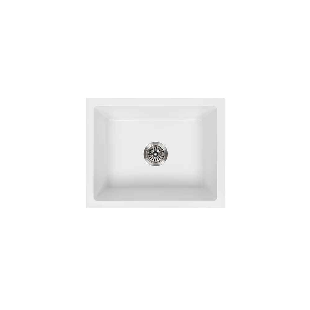 Alma Kenneth 540x430 White Granite Square Single Bowl Sink