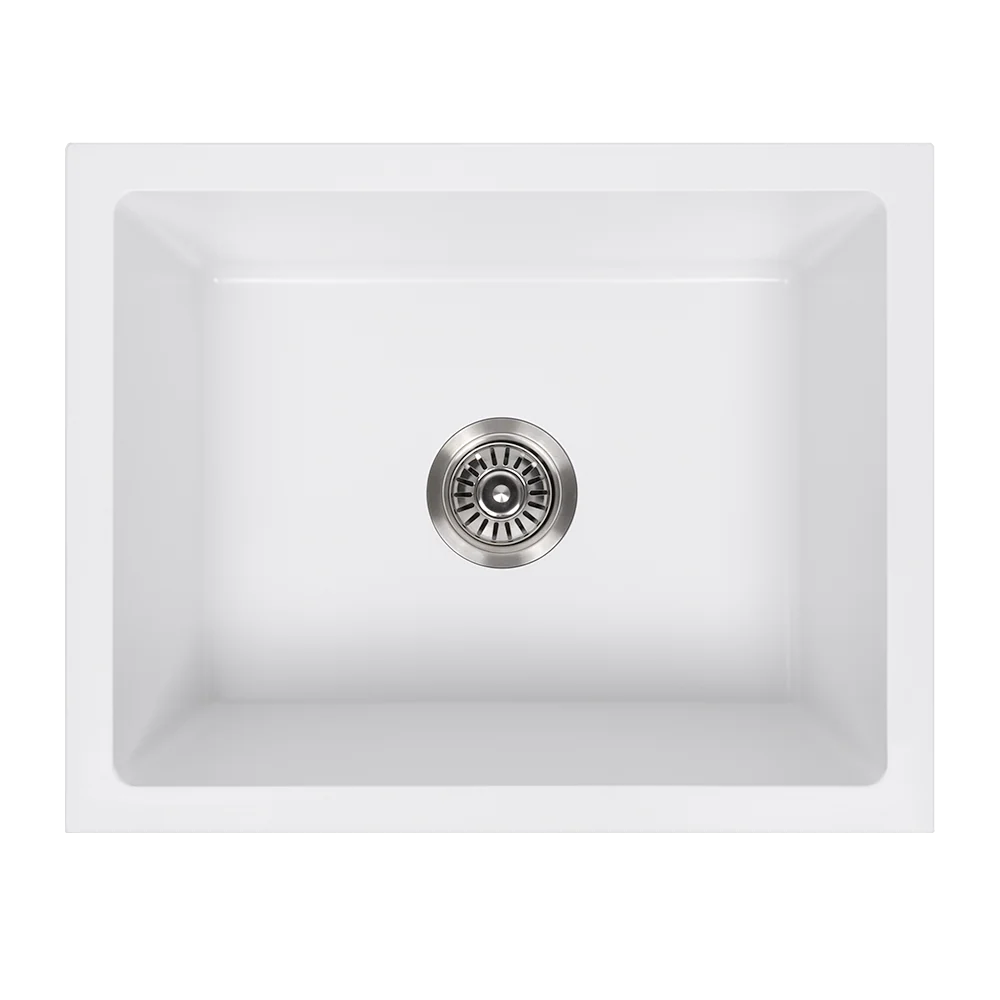 Alma Kenneth 540x430 White Granite Square Single Bowl Sink - Image 3
