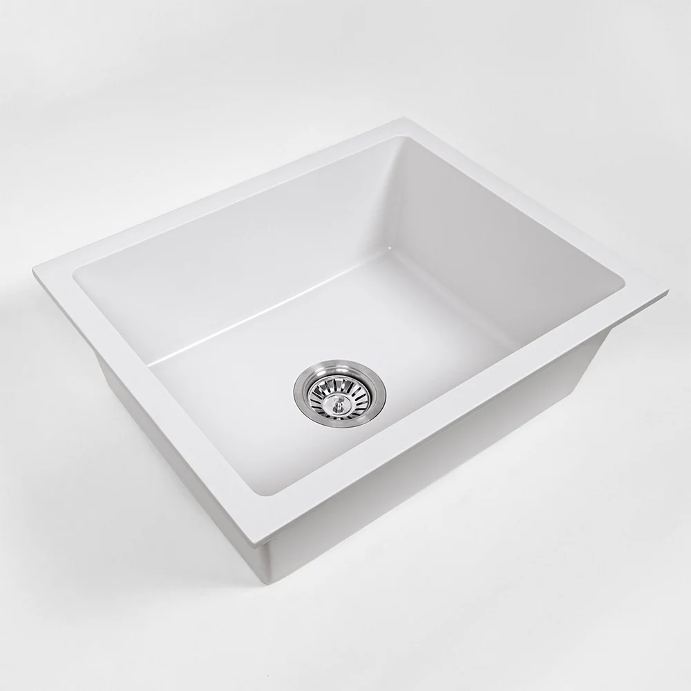Alma Kenneth 540x430 White Granite Square Single Bowl Sink - Image 4