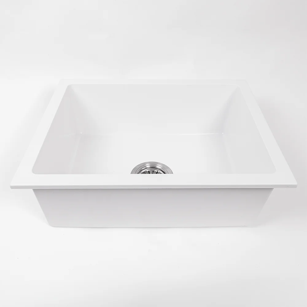 Alma Kenneth 540x430 White Granite Square Single Bowl Sink - Image 5
