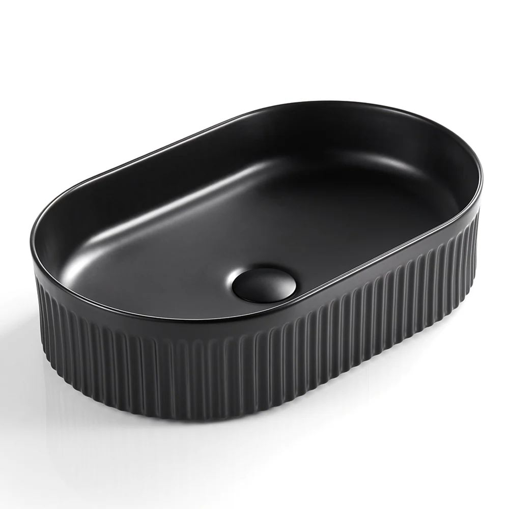 Keva Carrie Matte Black Fluted Ultra Slim Pill Basin - Image 2