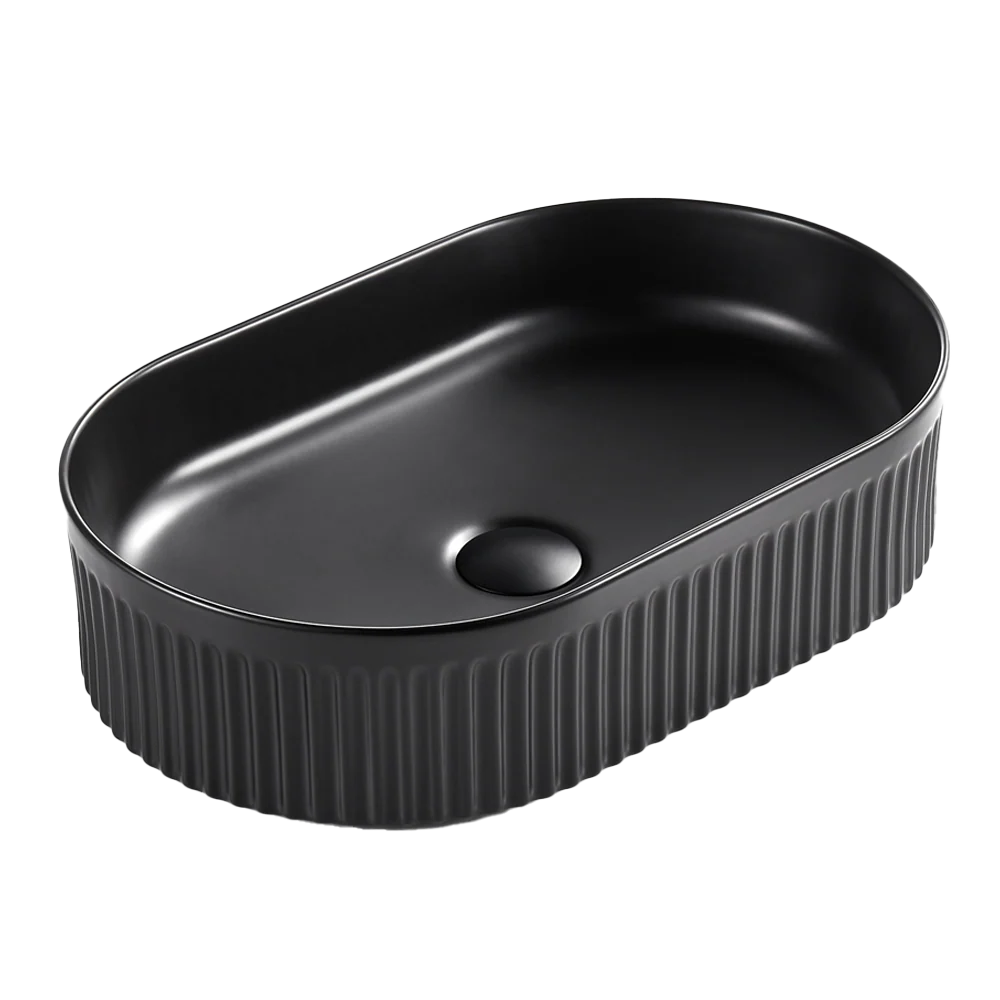 Keva Carrie Matte Black Fluted Ultra Slim Pill Basin - Image 3