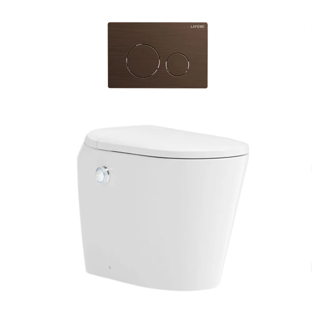 Lafeme Autolux Inwall Cistern Floor Pan Smart Toilet With Brushed Bronze Flush Plate