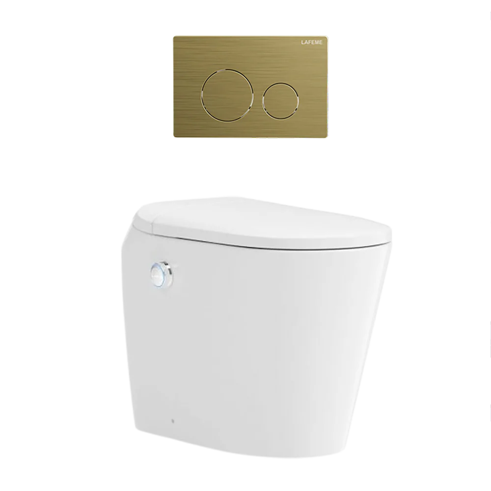 Lafeme Autolux Inwall Cistern Floor Pan Smart Toilet With Brushed Gold Flush Plate - Image 3