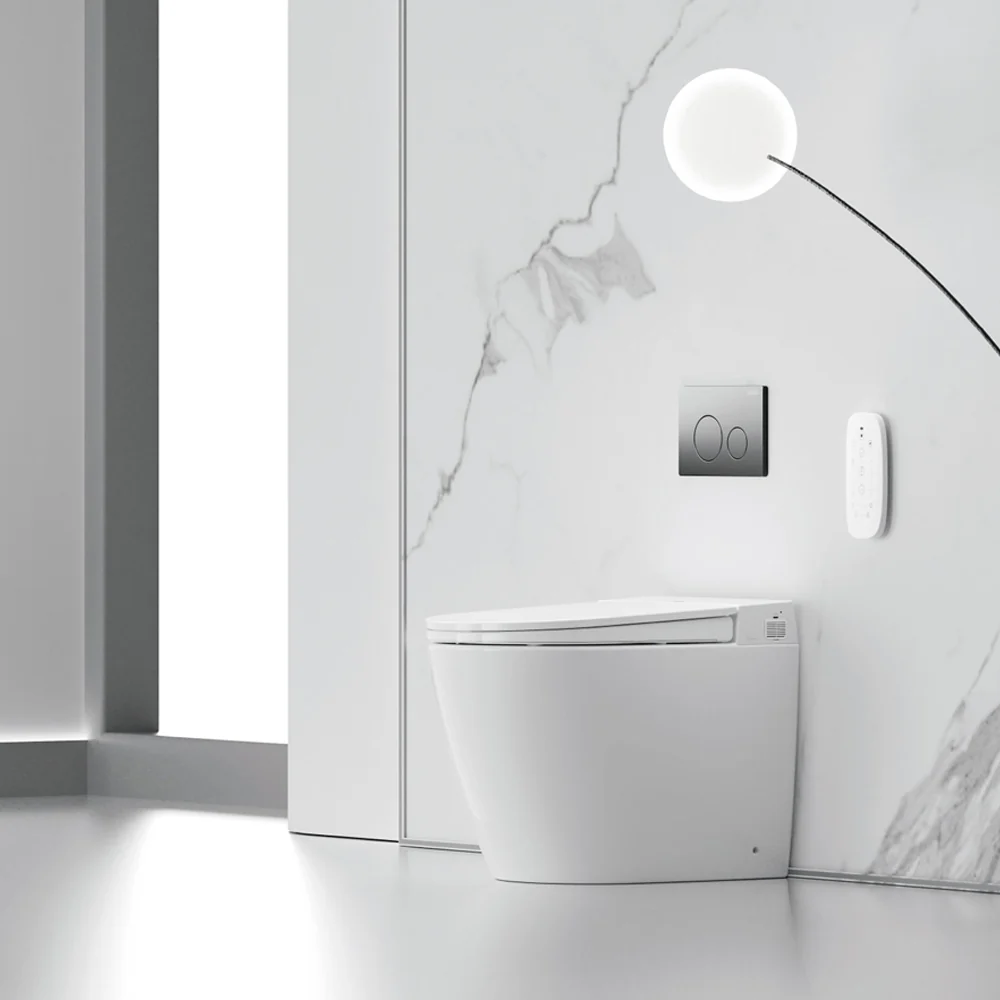 Lafeme Crawford Inwall Cistern Floor Pan Smart Toilet With Brushed Bronze Flush Plate - Image 2