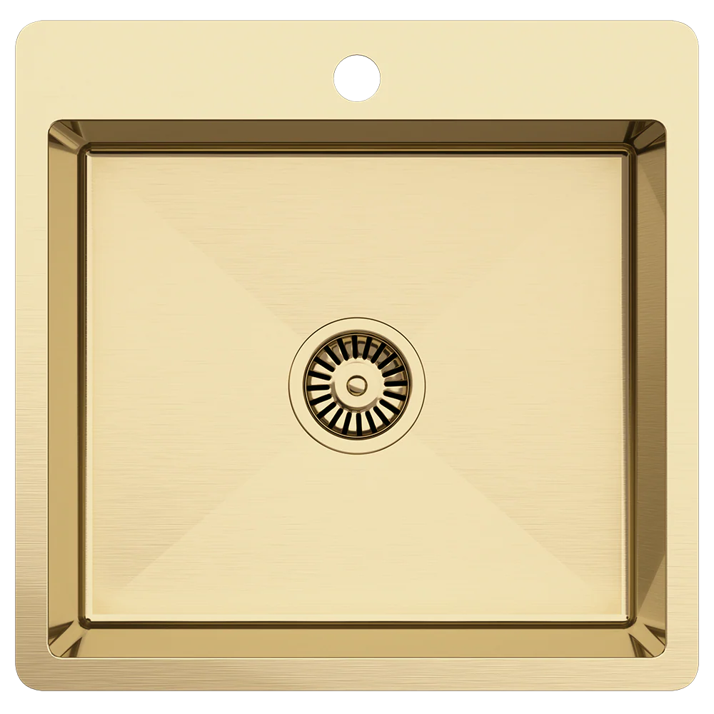 Alma Leo 510x500 Single Bowl Tap Landing Sink Brushed Brass Gold - Image 3