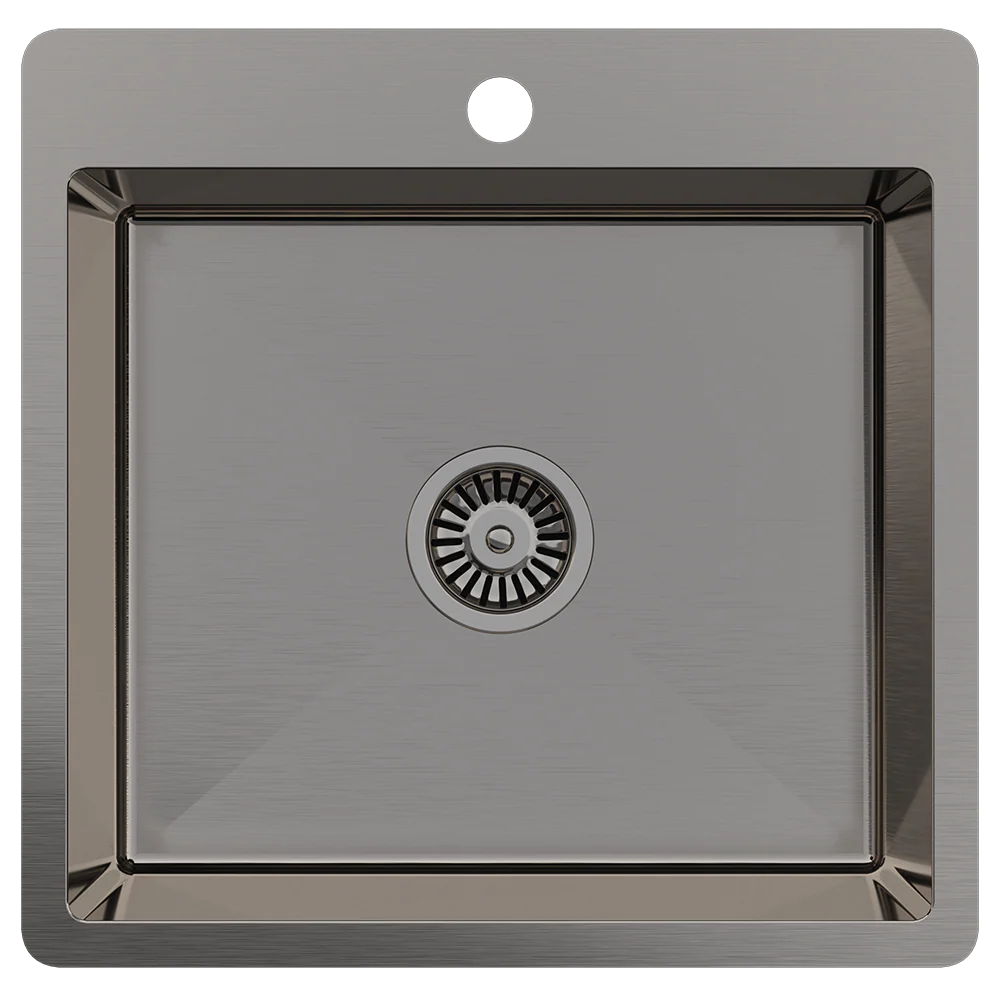 Alma Leo 510x500 Single Bowl Tap Landing Sink Brushed Gunmetal - Image 3