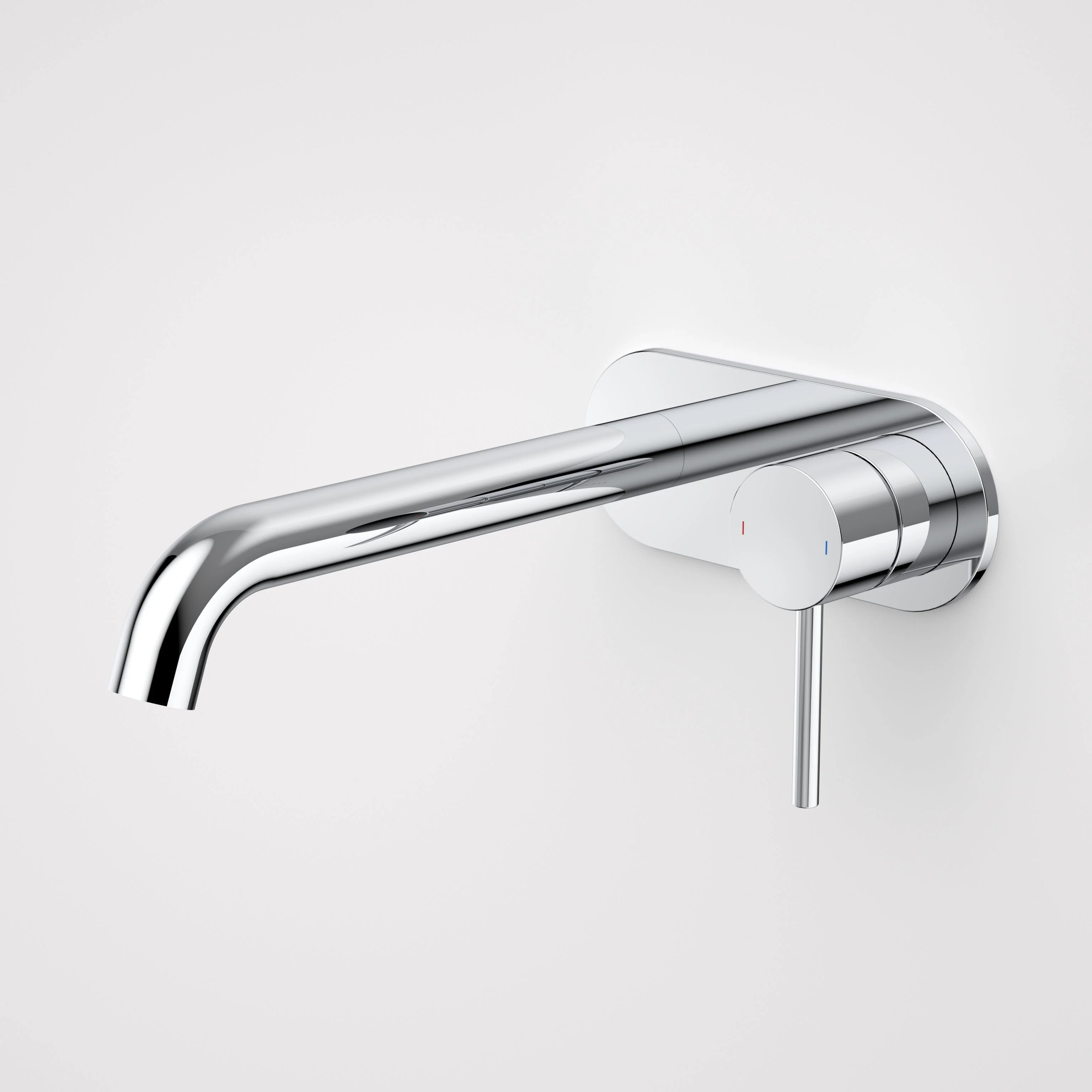 Caroma Liano II 210mm Wall Basin/Bath Mixer and Outlet Rounded Plate Lead Free Chrome - Image 2