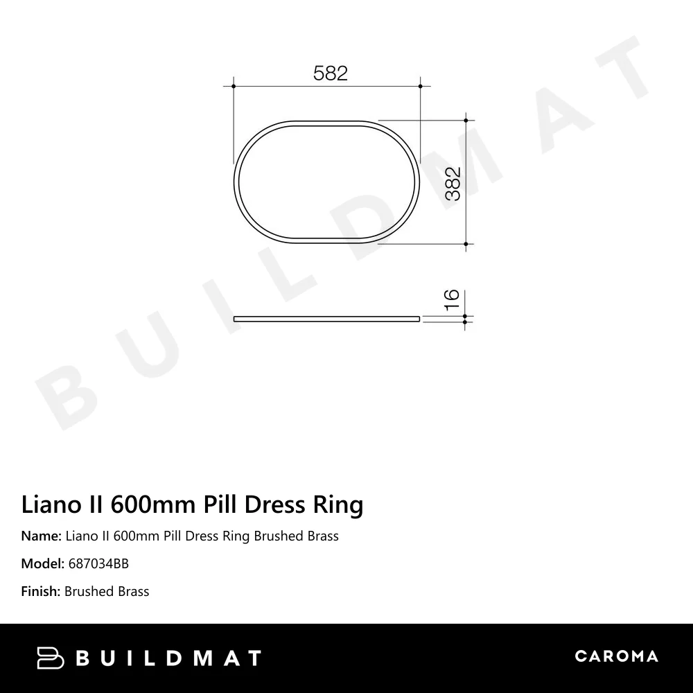 Caroma Liano II 600mm Pill Dress Ring Brushed Brass - Image 4