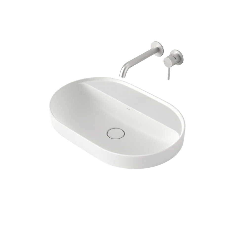 Caroma Liano II 600mm Pill Inset Basin with Tap Landing Matte White - Image 3