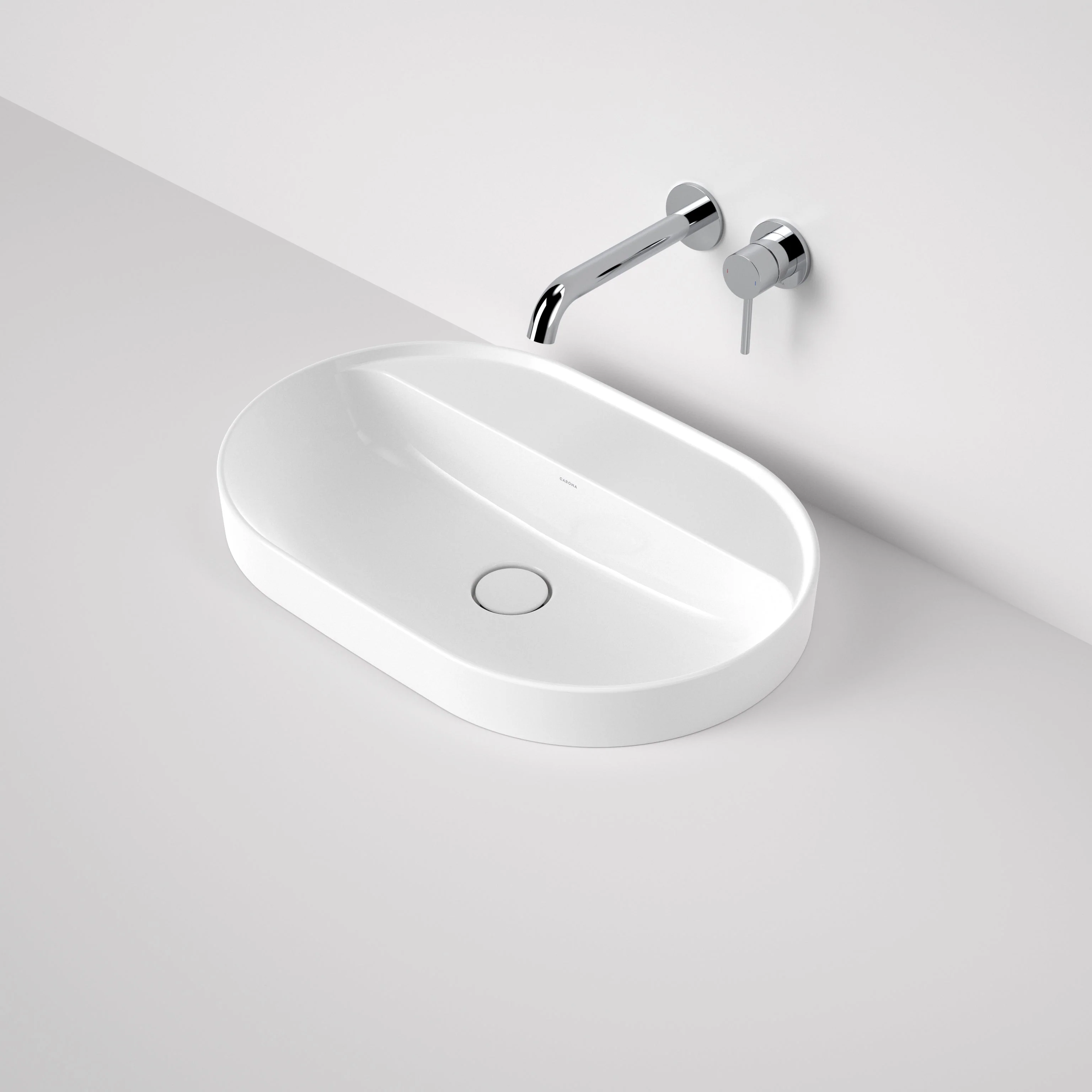 Caroma Liano II 600mm Pill Inset Basin with Tap Landing White - Image 2