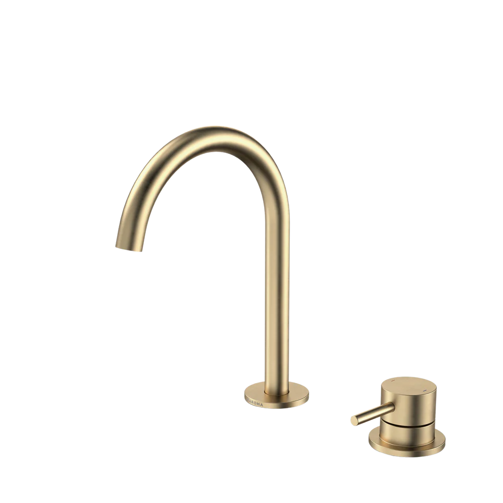 Caroma Liano II Hob Basin Mixer Set 160mm Brushed Brass