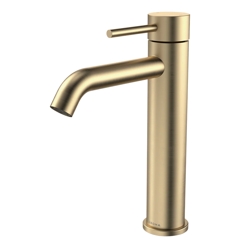 Caroma Liano II Mid Tower Basin Mixer Lead Free Brushed Brass - Image 3