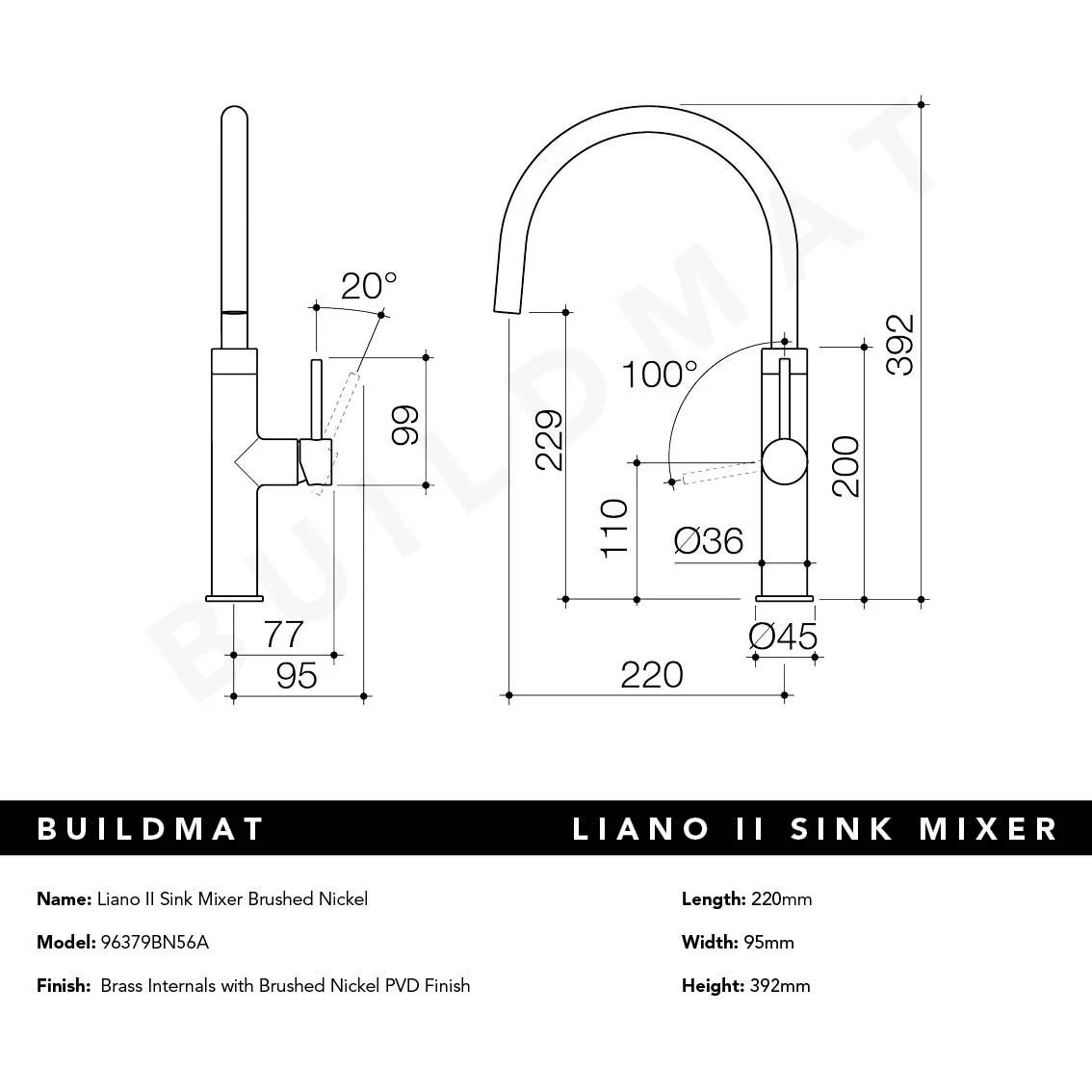 Caroma Liano II Sink Mixer Brushed Nickel - Image 4