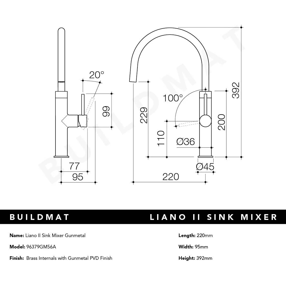 Caroma Liano II Sink Mixer Gunmetal - Image 4