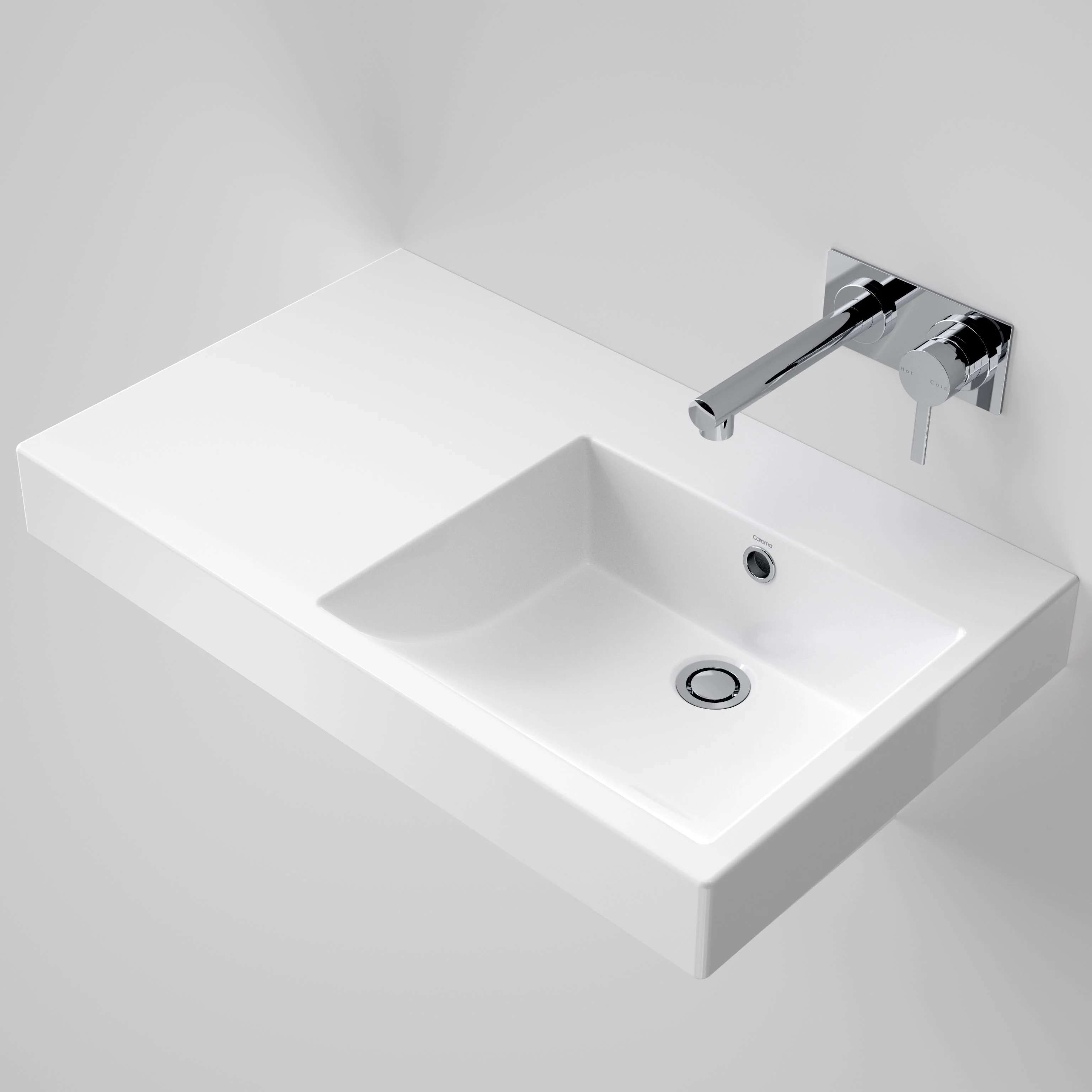 Caroma Liano Nexus 750 Wall Basin Left Shelf No Taphole - Image 2