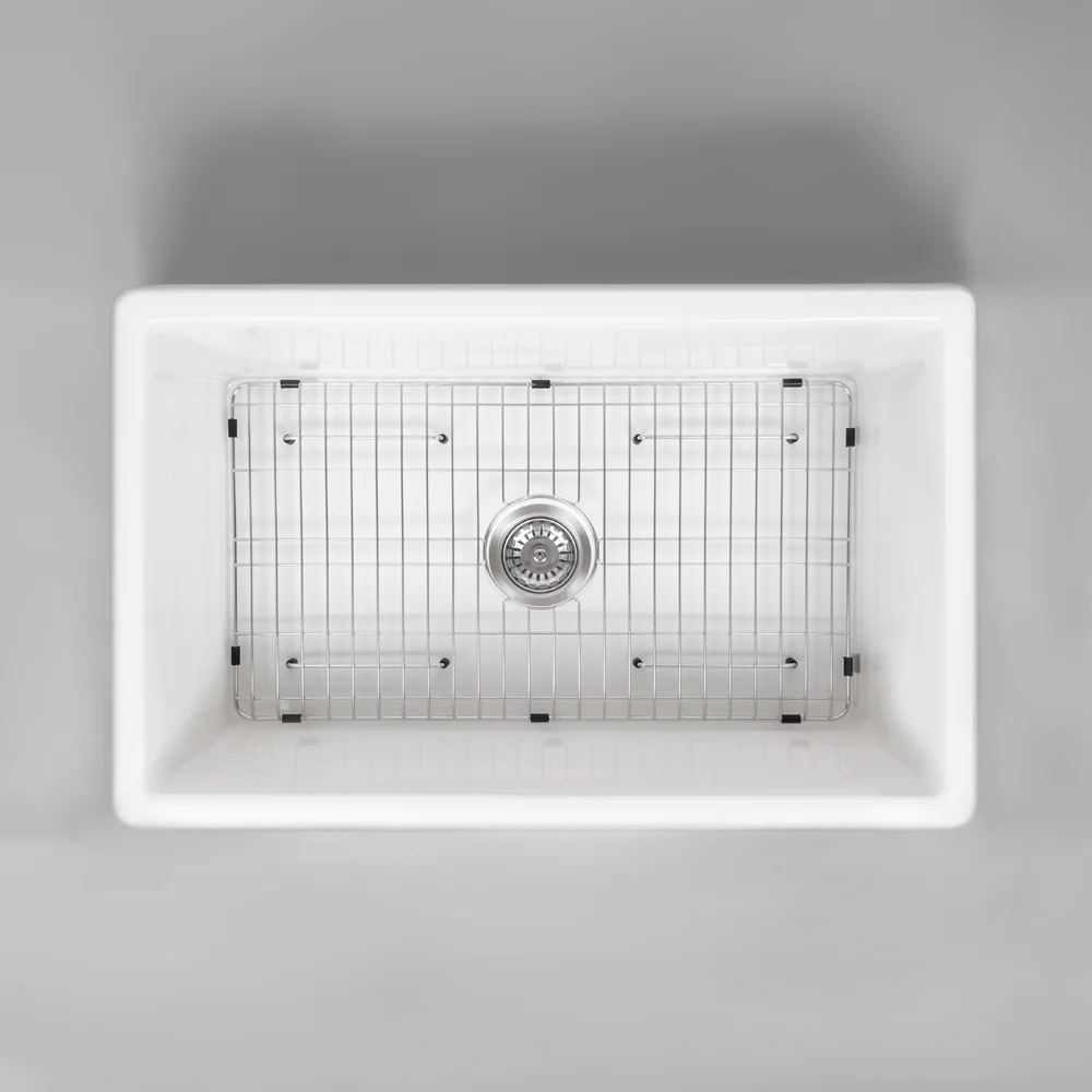 Alma Libby 760x449 Gloss White Fireclay Single Bowl Sink - Image 6
