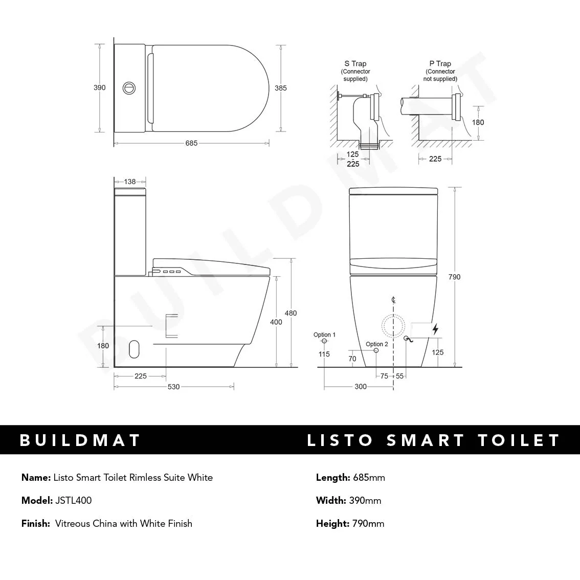 Johnson Suisse Listo Smart Toilet Rimless Suite - Image 11
