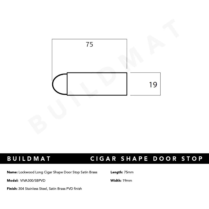 Lockwood Long Cigar Shape Door Stop Satin Brass - Image 4