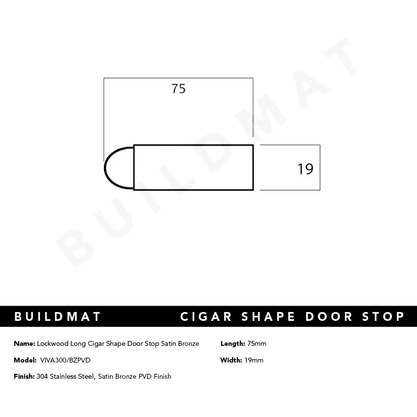 Lockwood Long Cigar Shape Door Stop Satin Bronze - Image 4