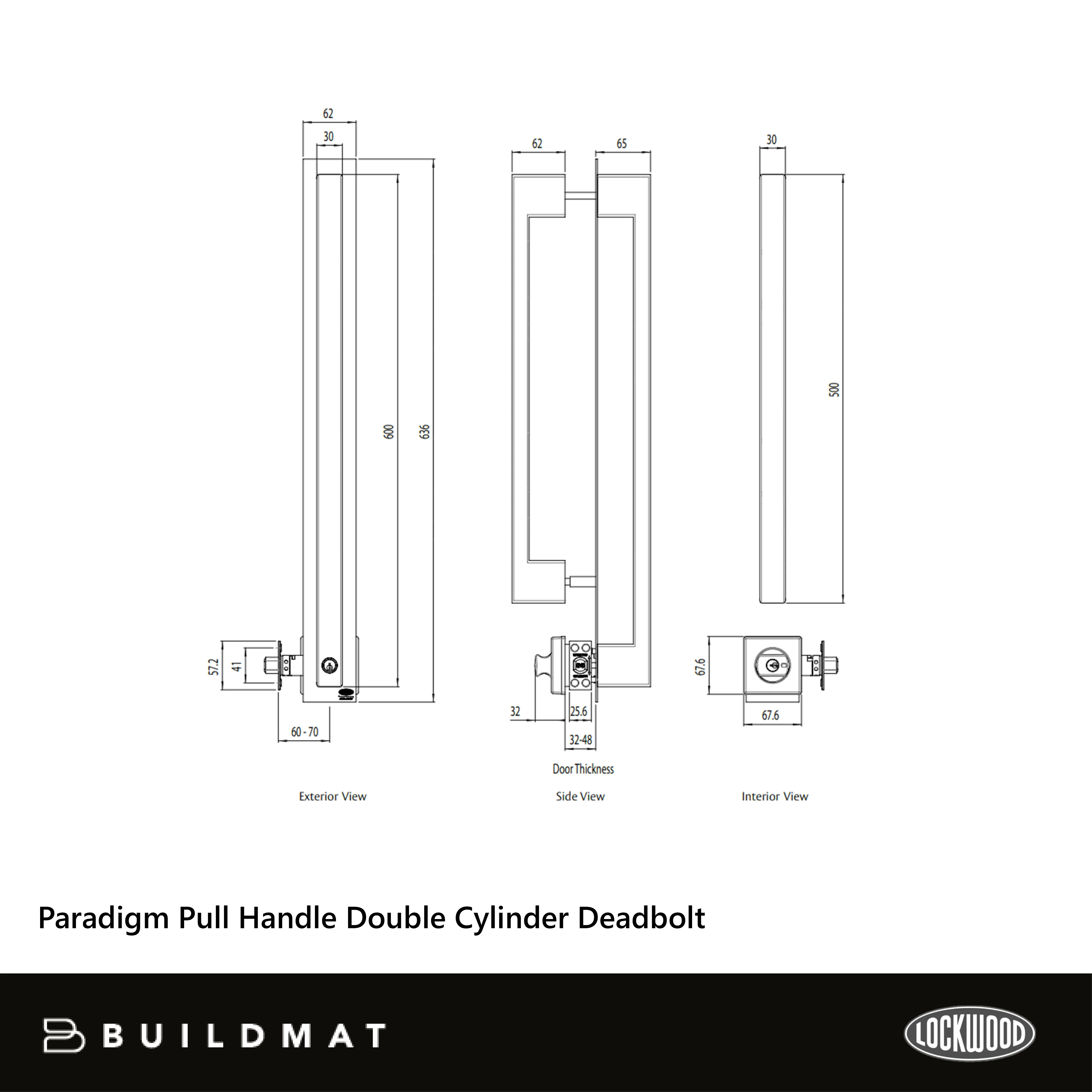 Lockwood Paradigm Pull Handle Double Cylinder Deadbolt Matte Black - Image 7