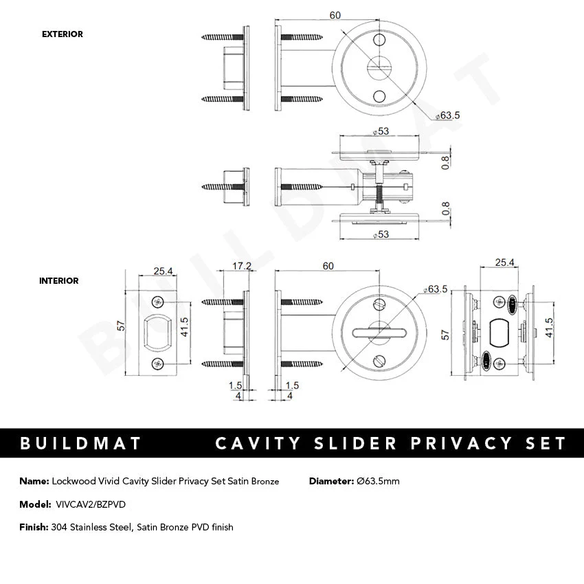 Lockwood Vivid Cavity Slider Privacy Set Satin Bronze - Image 4