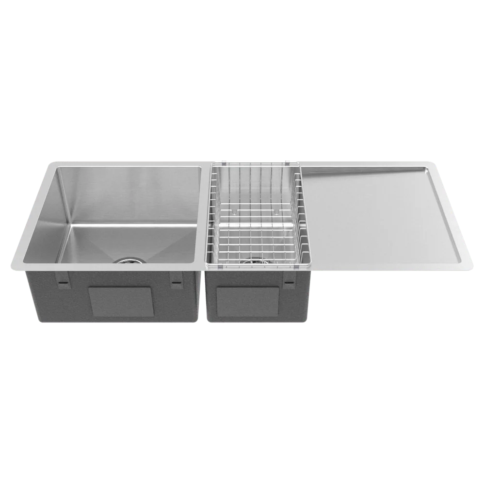 Alma Logan 1075x450 Single & Qtr Bowl with Drain Board Sink - Image 3